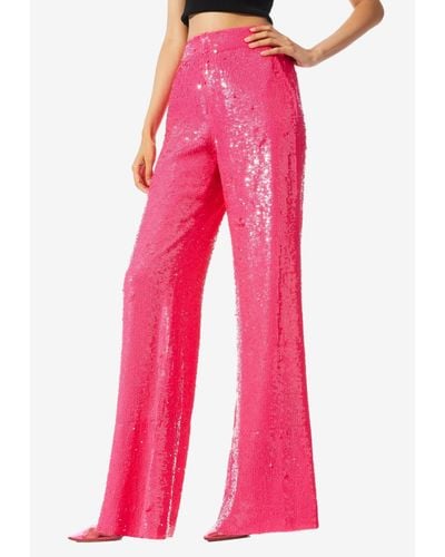 Alice + Olivia Dylan Sequin Embellished Trousers - Pink