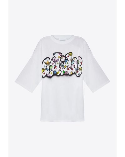 adidas Originals X Jeremy Scott Printed Mini T-Shirt Dress - White