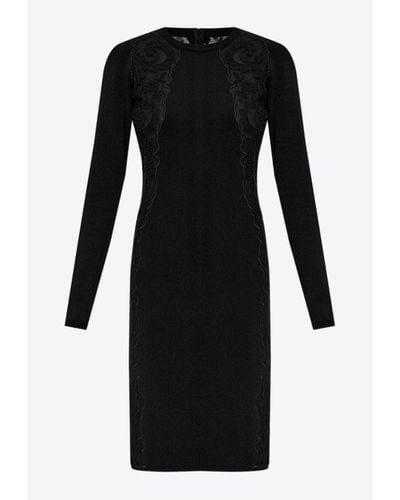 Versace Lace Trim Knee-Length Dress - Black