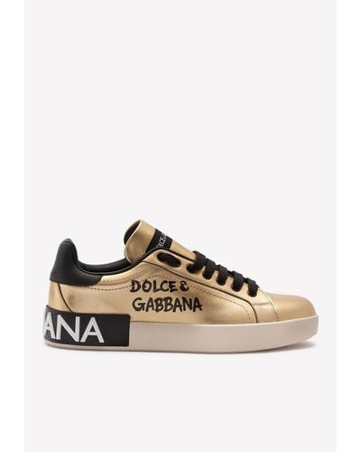 Dolce & Gabbana Portofino Sneakers In Metallic Nappa Leather