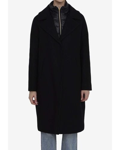 Herno Wool And Nylon Long Coat - Black