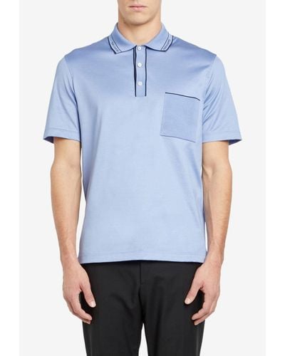 Ferragamo Logo Short-Sleeved Polo T-Shirt - Blue