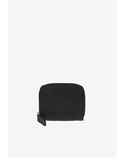 Giorgio Armani Logo-Embossed Leather Zipped Wallet - Black