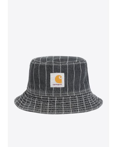 Carhartt Logo Striped Bucket Hat - White