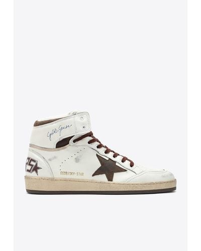 Golden Goose Sky-Star High-Top Leather Sneakers - Natural