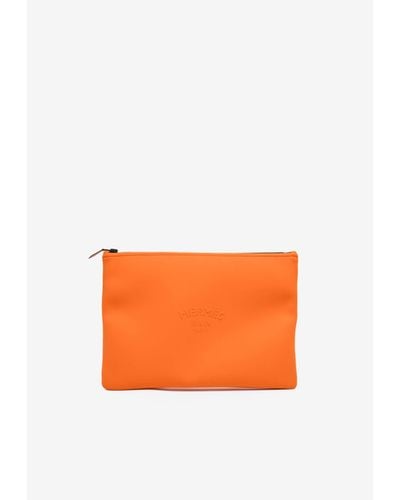Hermès Large Neobain Logo Pouch - Orange
