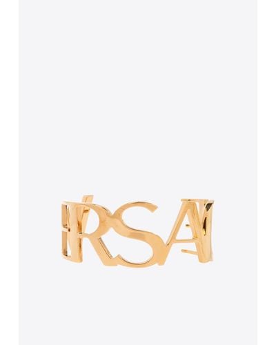 Versace Logo Lettering Bracelet Cuff - White