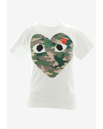 COMME DES GARÇONS PLAY Camouflage Heart Crewneck T-Shirt - Green