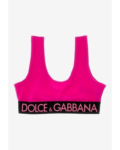 Dolce & Gabbana Logo Sports Bra - Pink
