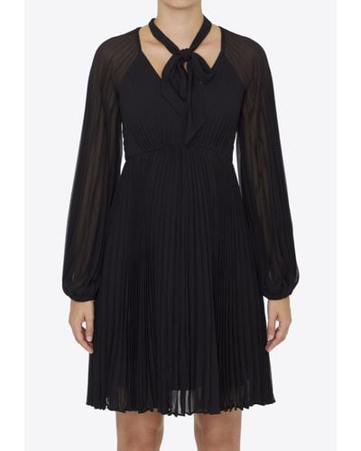 Zimmermann Sunray Pleated Long Sleeve Mini Dress - Black
