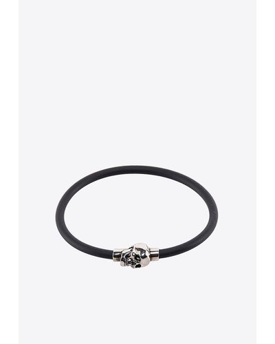 Alexander McQueen Skull-Detail Rubber Cord Bracelet - Black