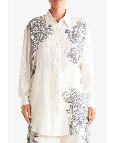 Etro Paisley-Print Long-Sleeved Shirt - White