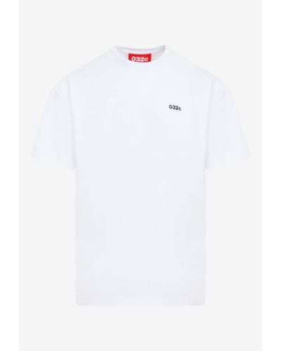 032c Slogan-Printed Crewneck T-Shirt - White
