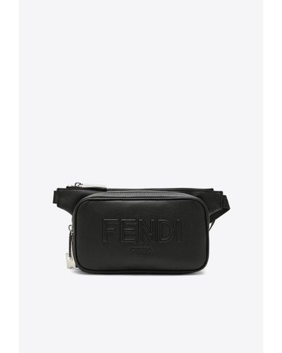 Fendi Logo-Embossed Belt Bag - Black