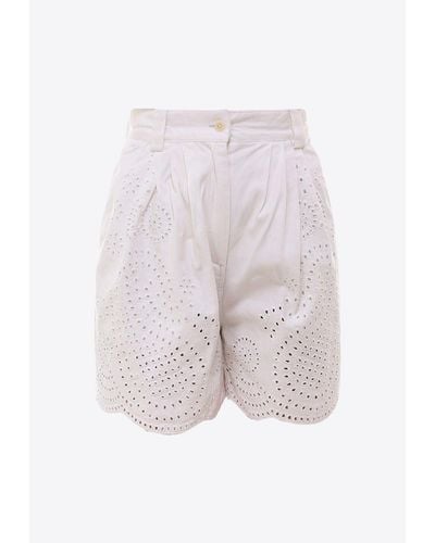 Laurence Bras Broderie Anglaise Mini Shorts - White