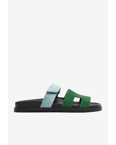 Hermès Chypre Sandals In Suede - Green