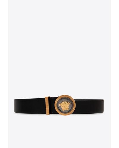 Versace Medusa Buckle Leather Belt - White