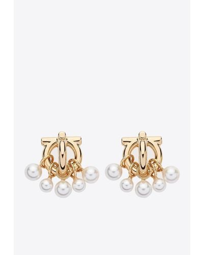 Ferragamo Gancini Pearl Stud Earrings - Metallic
