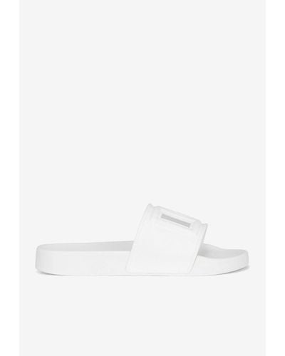 Dolce & Gabbana Dg Logo Rubber Slides - White