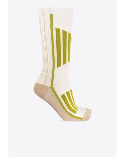 Ganni Striped Ankle-Length Socks - Metallic