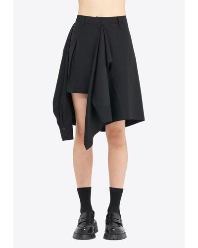 Goen.J Asymmetric Mini Skirt With Layered Shirt - Black