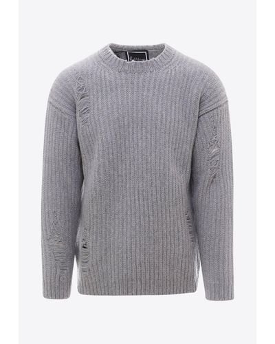PAUL MÉMOIR Distressed Wool Sweater - Grey