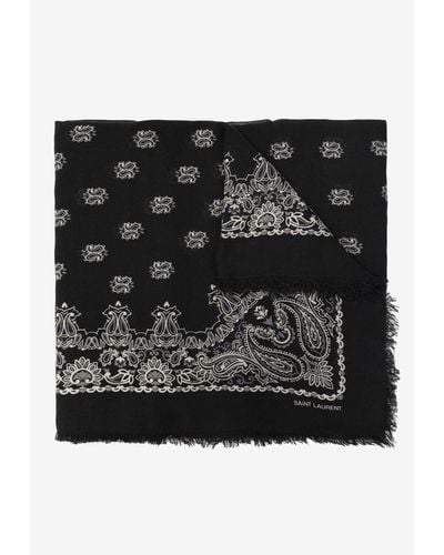 Saint Laurent Paisley Printed Cashmere Scarf - Black