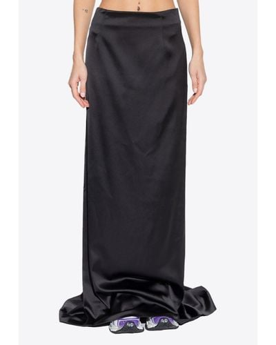 Balenciaga Draped Maxi Satin Skirt - Black