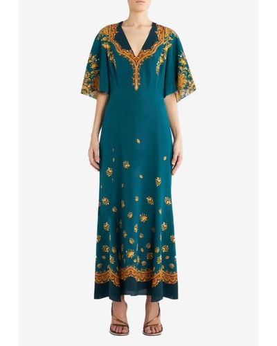Etro Silk Crêpe De Chine Dress - Green
