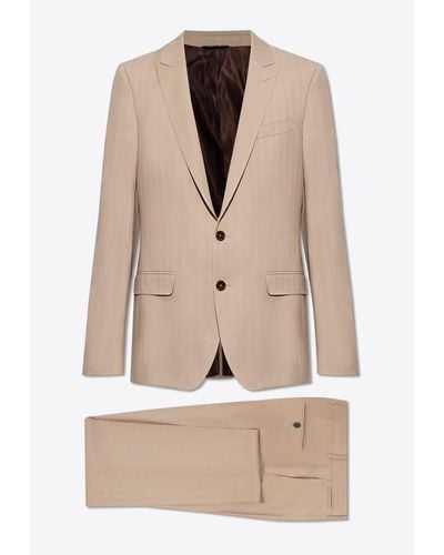 Dolce & Gabbana Single-Breasted Pinstripe Wool Suit - Natural