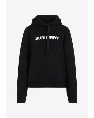 Burberry Logo-Printed Hooded Sweatshirt - Black