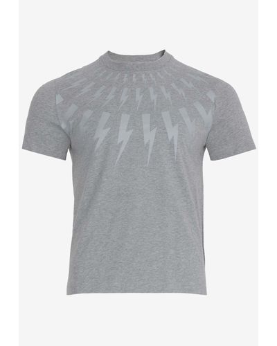 Neil Barrett Thunderbolt Print Slim T-Shirt - Grey