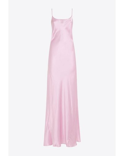 Victoria Beckham Flared Cami Satin Dress - Pink
