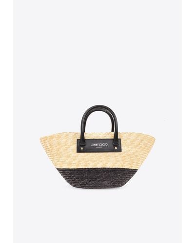 Jimmy Choo Small Beach Basket Tote Bag - White