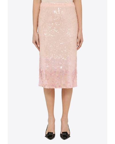 P.A.R.O.S.H. Sequined Pencil Skirt - Pink