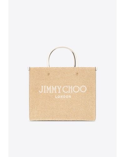 Jimmy Choo Medium Avenue Raffia Tote Bag - Natural