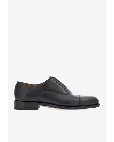 Ferragamo Fabian Leather Oxford Shoes - Black