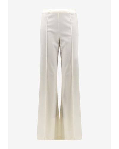 Erika Cavallini Semi Couture Wool-Blend Flared Pants - Natural