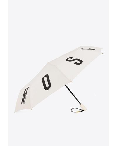 Moschino Maxi Logo Lettering Folding Umbrella - White