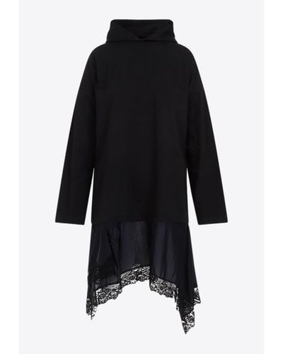 Balenciaga Hooded Paneled Midi Dress - Black