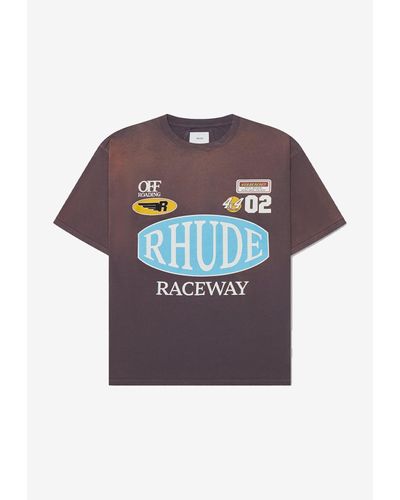 Rhude Raceway Printed Vintage T-Shirt - Gray