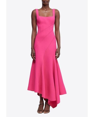 Acler Rowe Asymmetric Midi Dress - Pink