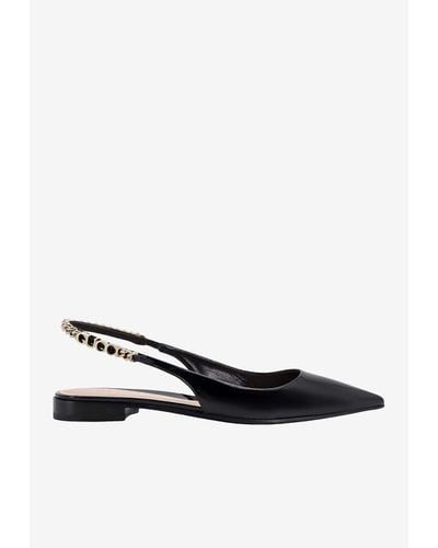 Gucci Signoria Leather Pointed-Toe Flats - White