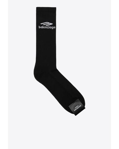 Balenciaga 3B Sports Icon Rib-Knit Socks - Black