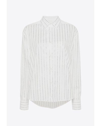 Guiseppe Di Morabito Rhinestone-Embellished Long-Sleeved Shirt - White