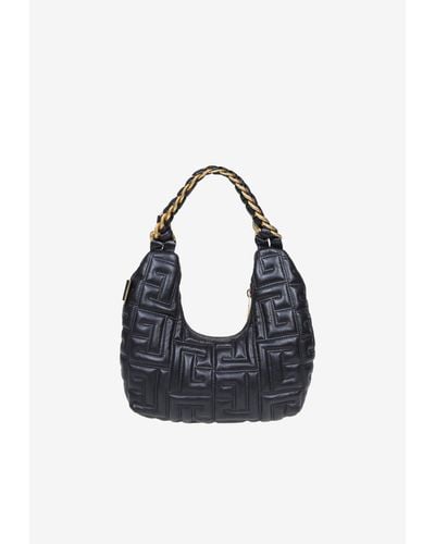 Balmain Mini Pillow Hobo Bag In Quilted Leather - Black