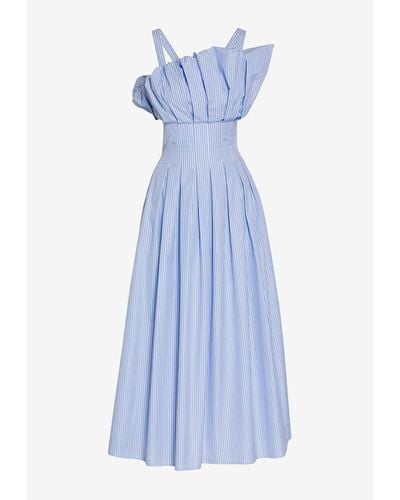 MEHTAP ELAIDI Striped Bustier Maxi Dress - Blue
