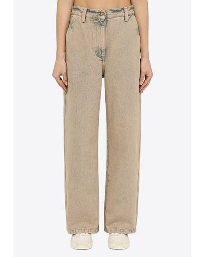Palm Angels Overdyed Wide-Leg Jeans - Natural