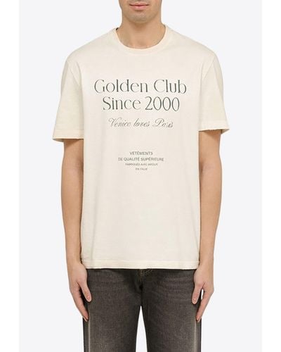 Golden Goose Golden Club Crewneck T-Shirt - Natural