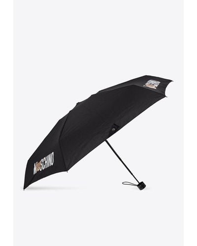 Moschino Teddy Logo Umbrella - Black